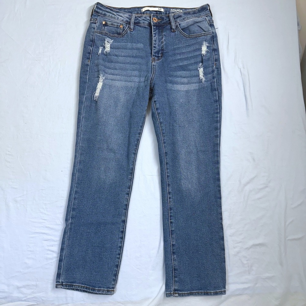 LIT Amanda High Rise Slim Ankle Jeans Women's Blue‎ Distressed Size 10